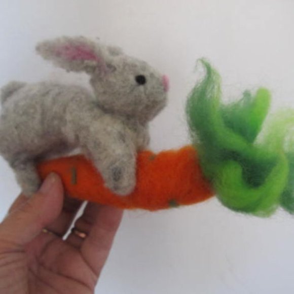 Easter Bunny Gray Bunny Rabbit Wool Easter Decor Needle...